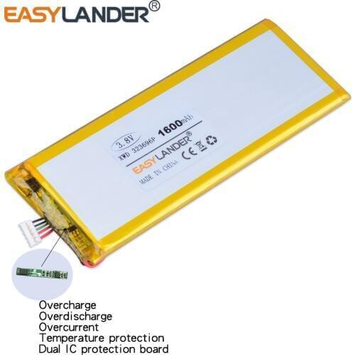 XWD 323696P 3.8V 1600mAh Rechargeable li-Polymer Battery For china clone 4.7inch I6 6s S7 MTK andorid phone 323696 PL323696