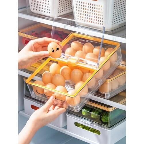 Storage box for eggs in refrigerator multi layer Egg Tray Kitchen Food dumpling fresh keeping box sorting shelf