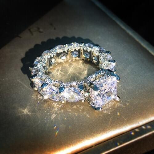 Big Bling Zircon Stone Silver Color Rings for Women Wedding Engagement Fashion Jewelry 2020