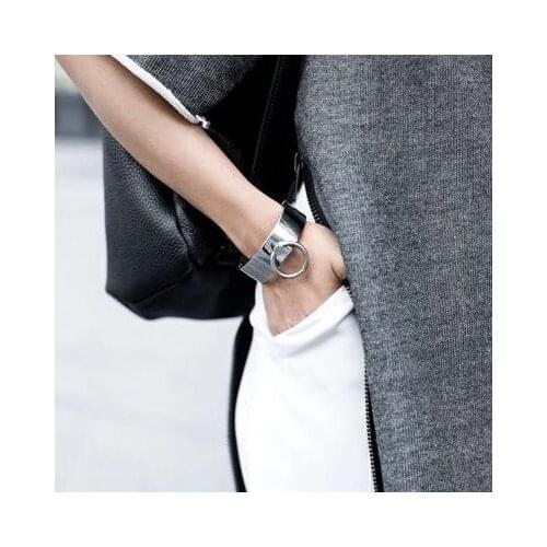 Punk Style Women Bangles Silver Color Stainless Steel Bangle Jewelry Bracelets & Bangles Pulseira Feminina bijoux pulseiras par