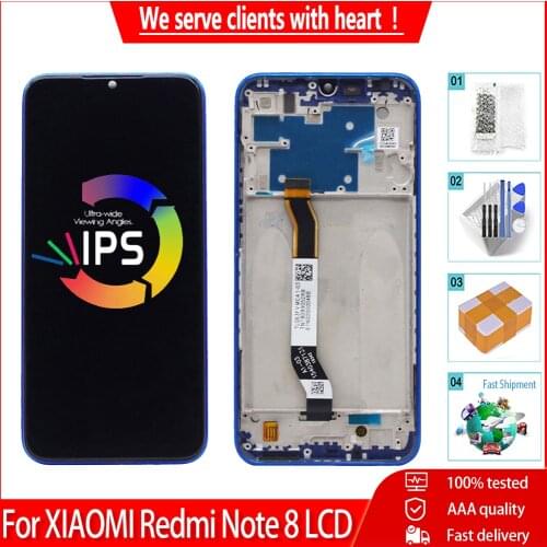 6.3" Original Quality For XIAOMI Redmi Note 8 LCD Display Touch Screen With Frame NOTE8 LCD Digitizer Panel Assembly Replacement