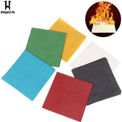 10pcs/set 10*10cm Magic Firepaper Magic Tricks Stage Street Magic Props Toys