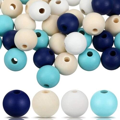 160Pcs Unfinished Wood Beads Mermaid Beach Ocean Beads Rustic Country Farmhouse Wooden Beads for Craft DIY Bead Garland
