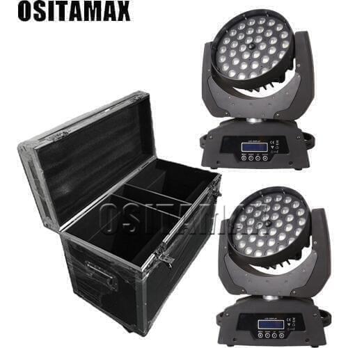 2pcs+flight case) Lyre wash moving head zoom 18w rgbwa uv 6in1 dmx 36*18w 6in1 professional ring control moving light