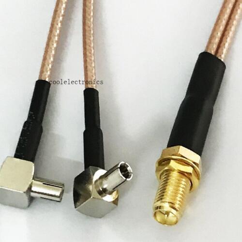 2pcs RP-SMA female Pin to Dual TS9 TS-9 Male Plug Adapter Connector RG316 Cable 15cm