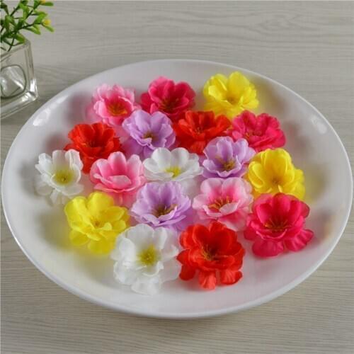20pcs 4.5cm wholesale Artificial silk peach blossom plum blossom cherry blossom diy flower dance props clothes wedding wreath