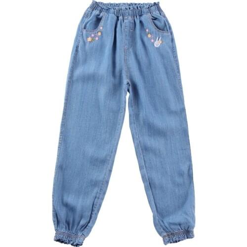 2021 Summer Childrens Clothes Girl Jeans Solid Thin Loose Cotton Child Boy Kids Bloomers For Girls Causal Pants Long Trousers