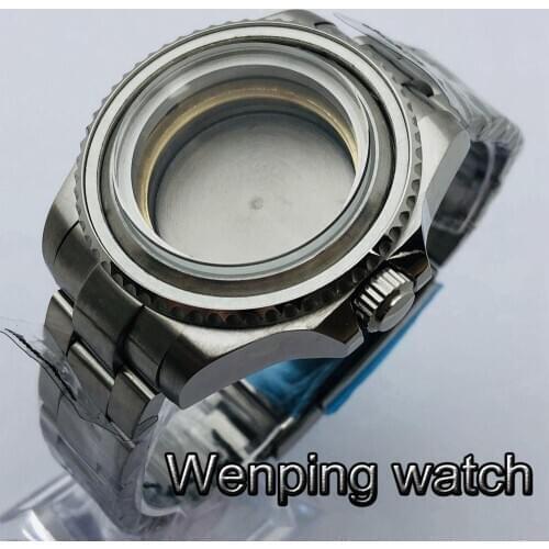 43mm silver sterile large size watch case fit ETA 2836 miyota 8215/8205/821A Mingzhu DG2813/ 3804 Seagull 1612 movement