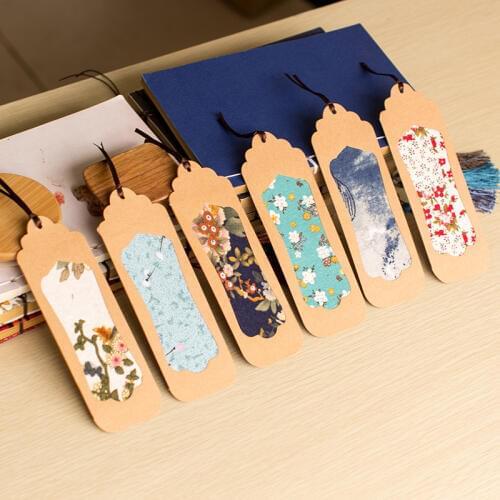 6pcs Hollow fabric exquisite bookmark card cloth brocade Chinese national ancient memory vivid and elegant
