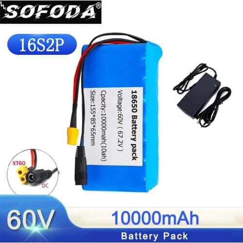 60v 16S2P 10Ah 18650 Li-ion Battery Pack 67.2 v 10000 mah Ebike Electric Bicycle Scooter with BMS download 20A 1000 Watt XT60