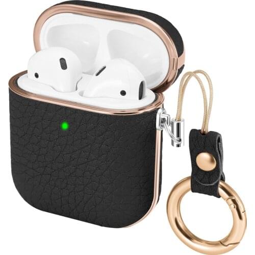 AirPods1 / 2case Leather Case AirPods Leather Case Litchi Pattern High-end Apple Bluetooth Headphone Case ALLK