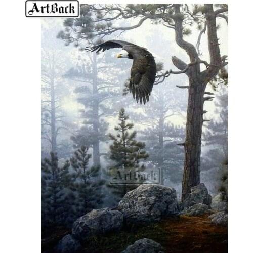 5D Diamond Painting Woods Eagle Kit Full Square Drill Resin 3d Diamond Embroidery Rhinestone Mosaic Decoration ARD266