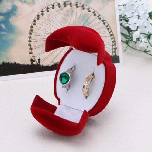 Velvet Engagement Wedding Couple Ring Earring Jewelry Display Storage Box Case