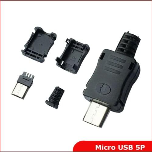 Free Shipping 10 sets 4 in 1 Micro USB-5P 5Pin Micro USB Plug Male Socket Connector+Plastic housing/shell