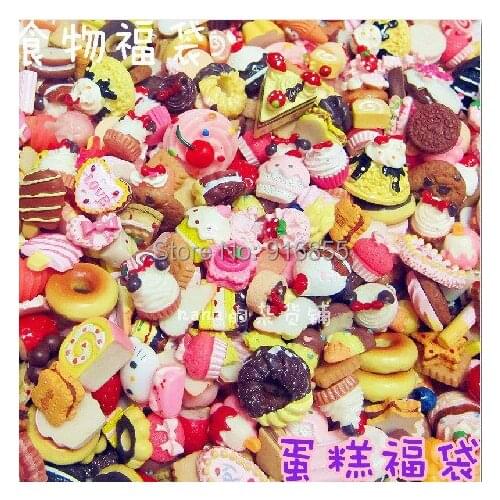 Free shipping (100 Pieces/lot) Resin Food Cartoon Movie Characters Artificial Food Cake Cabochons Cameos Jewelry Finding