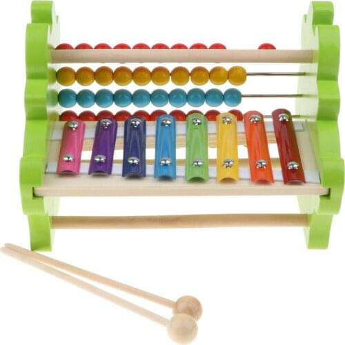 Wooden Cow Developmental Math Music Toy Abacus Counting Beads Maze Xylophone