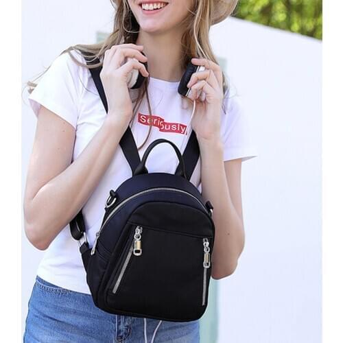 Travel Tote Backpack Casual Nylon Backpack Women Black Waterproof Nylon School Bags For Women 2019 High Quality Fashion