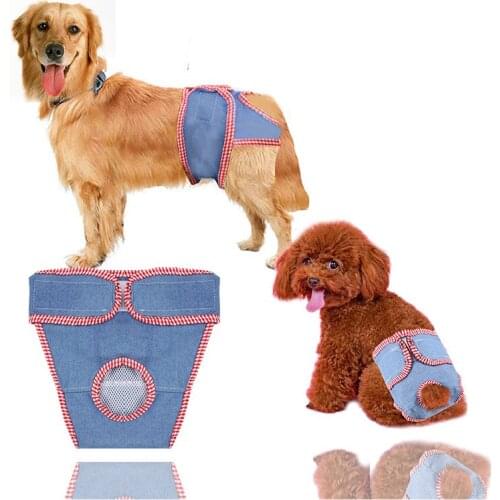 Denim Pet Physiological Pants Underwear Dog Clothes Chiffon Puppy Dog Cat Diaper Strap Briefs Female Dog Sanitary Panties Shorts