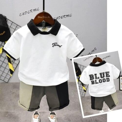 Summer Toddler Boys Clothing Sets Casual Short-sleeved T-shirt Fashion Stitching Shorts Sportswear 2-6 Y Baby Kids Clothing New