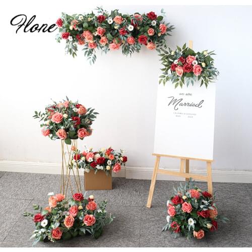 Artificial flowers arrangement Wedding arch decoration floral set pink rose backdrop wedding flower row home decoration