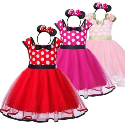 Baby Girl Minne Clothing Sets Toddler Polka Dots Kids Summer Birthday Party Tulle Dress Clothes Suits Children Summer Outfits