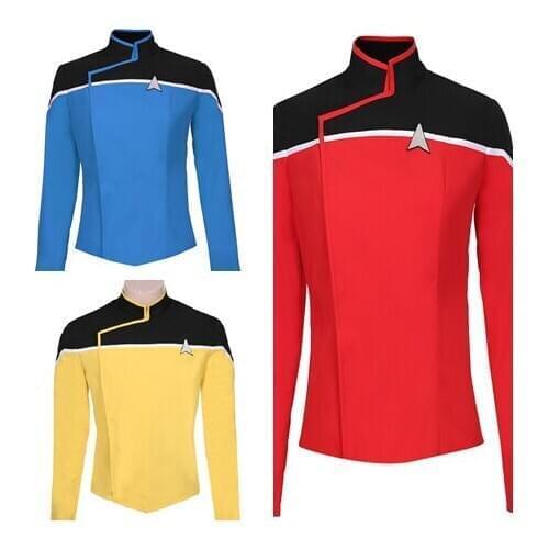 Star Costume Trek Uniform Decks Jacket TNG Officer Blue Yellow Red Suit Men Women Outfit Halloween Carnival Cosplay Clothes