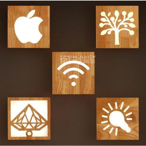 Creative Wood Loft Cafe Bar Corridor Bedroom Engraved Wall Lamp Light Lighting Hall Restaurant Store Decor