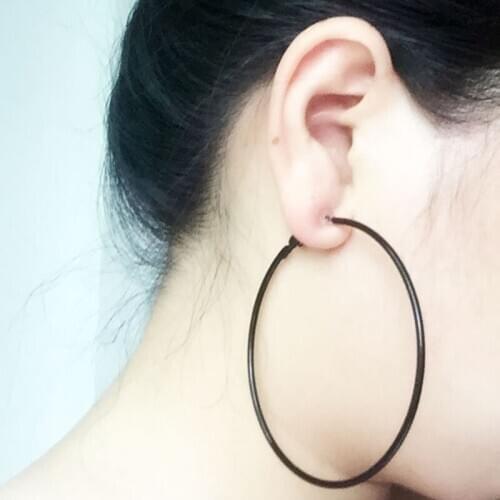 BLIJERY Simple Black Big Hoop Earrings Basketball Loop Earrings Celebrity Circle Earrings for Women Punk Jewelry Femme Brincos