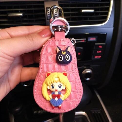 Sweet Pink Pretty Soldier Sailor Moon Keychain Woemen Fashion Keychian Childern Toys Car Pendant Key Case Birthday Gifts Girls