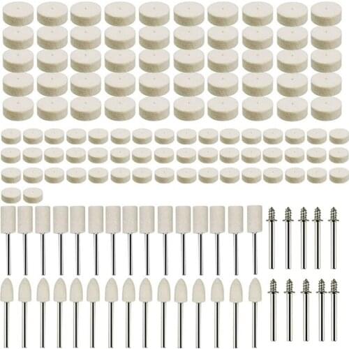 140Pcs Felt Polishing Attachment Set Wool Felt Polishing Disc Polishing Heads Turning Tool Accessory
