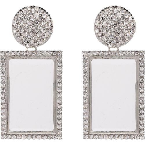 New Women Crystal Big Rectangle Earring Fashion Jewelry Clear Rhinestone Statement Dangle Earrings For Women Girl Party Gift