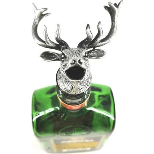 New Style 6 Colors Wild Deer Head Pour Spouts Metal Zinc Alloy Wine Mouth Rose Pastoral Cork Bar Tools Artwork Wine Decoration