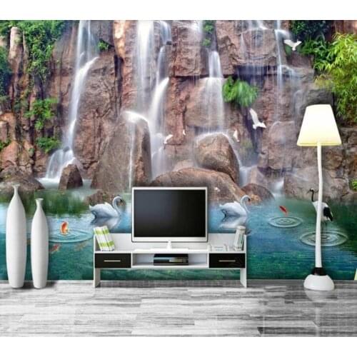 Papel de parede Flowing Water Makes Wealth Fumantang 3d wallpaper mural,iving room tv wall bedroom wall papers home decor