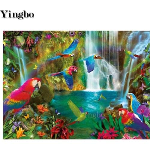 Full Square round 5D DIY Diamond Painting Cross Stitch Parrot color bird Diamond embroidery Mosaic decor gift landscape decor