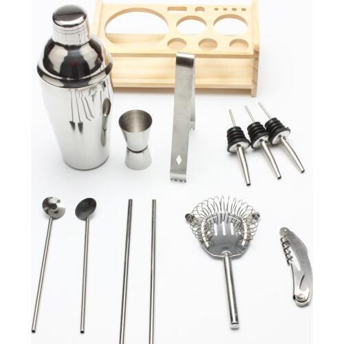 Professional Bartender Set 12Pcs 750ML/550ML Cocktail Shaker Set Hand Shaker Drink Fancy Jug Wine Mixer Party Bar Set