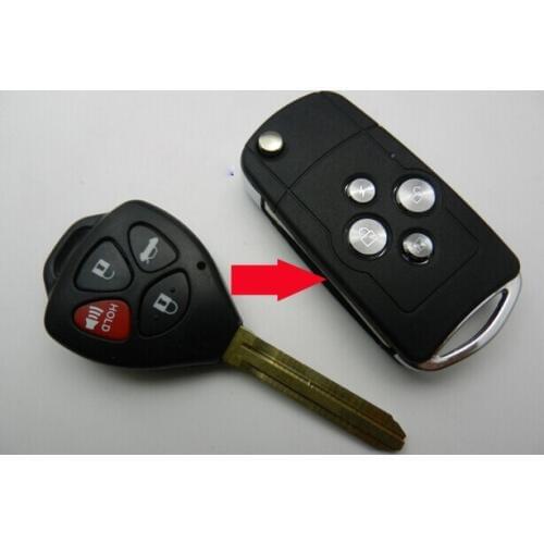 Blank Modified Flip Folding Remote Key Shell For Toyota Camry With 3+1 Buttons Fob Key Cover