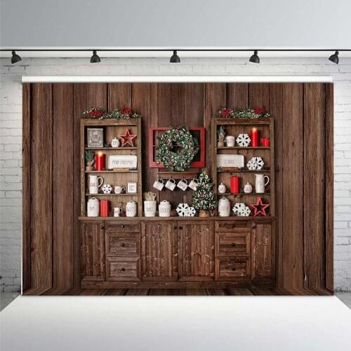 Christmas Old Dark Wooden Photography Backdrops Child Candle Christmas Decoration Photo Background for Photo Studio for Picture