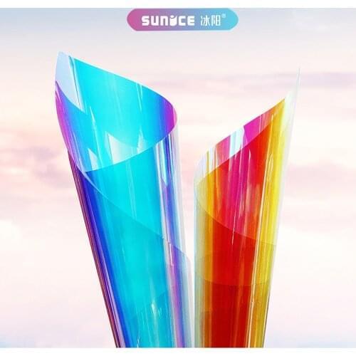 SUNICE Self-Adhesive Window Films Holographic Window Tint Stained Sheets Shcool Celebration Festival Decooration 68cmX600cm