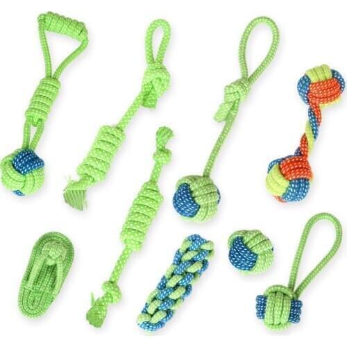 Pet supplies dog cotton rope toy molars clean teeth colorful dog bite rope combination set