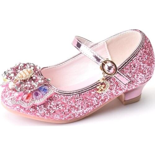 Girls Shoes Rhinestone Butterfly Latin Dance Kids Shoes Children High Heel Princess Shoes Glitter Leather Party Dress Wedding