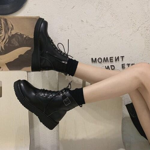 2021 Woman Ankle Boots Flat Heel Shoes Women Lace Up Winter Autumn Shoes Daily Short Boots Woman Footwear Size 35-40