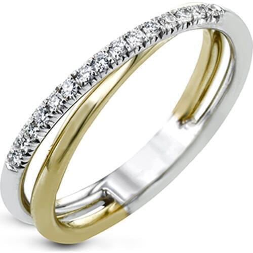 Huitan Fashion Two-tone Cross Finger Ring for Women Simple Stylish Wedding Ring CZ Zircon Stone Gold/Silver Color Rings Jewelry