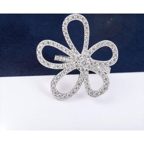 Pure 925 sterling silver hot brand luxury jewelry top quality ladies flower rings lovely men and women engagement wedding ring