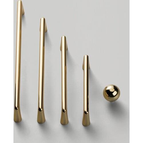 Golden Zinc Alloy Knob and Handle Light Luxury Cabinet Wardrobe Cupboard Handle Simple Drawer Pull Nordic Furniture Hardware
