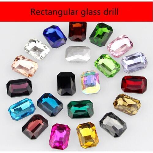 100pcs/lot MIX Colors Sizes 6x8,8x10,10x14,13x18 Rectangle Octagon Glass Crystal Fancy Stone For DIY accessories
