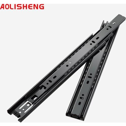 AOLISHENG 3-section slide rail for side-mounted cabinet rails with fully extended drawers, (1 pair)