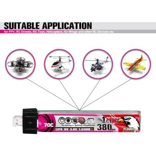 5 PCS CPDDAR 1S 3.8V 380mAh 70C PH2.0 Plug Lipo Battery For UK65 US65 Happymodel Mobula7 Snapper Beta95X BetaFPV 65S Drone Parts