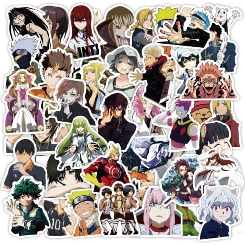 50 PCS Japanese Anime Characters Cartoon Stickers Waterproof Vinyl Decal for Laptop Helmet Bicycle Luggage Guitar Car Stickers