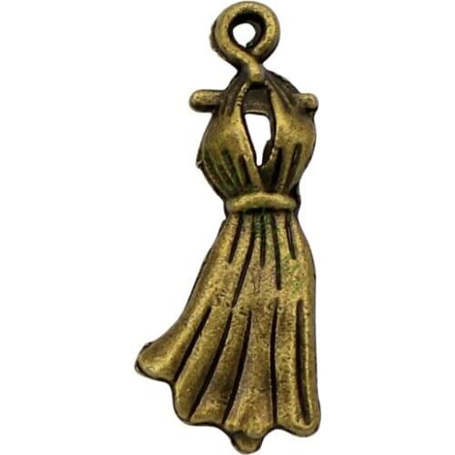 80pcs-Antique Bronze Long Dress Charms Pendant 26x11mm