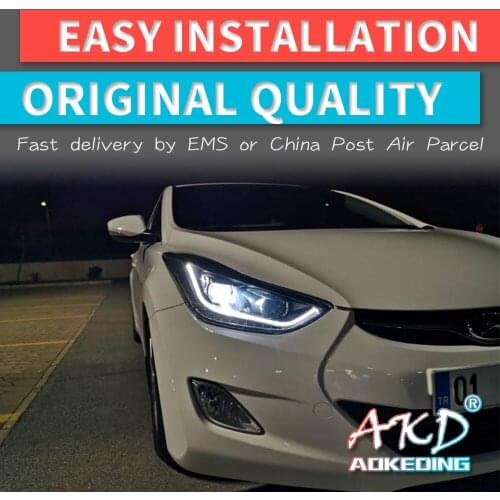 AKD Car Styling Headlights for Hyundai Elantra Headlights 2012-2016 LED Headlight DRL Head Lamp Led Projector Automotive